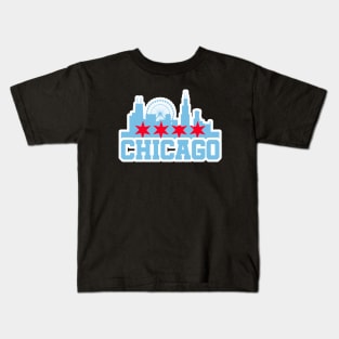 Chicago Skyline Flag Colors Kids T-Shirt